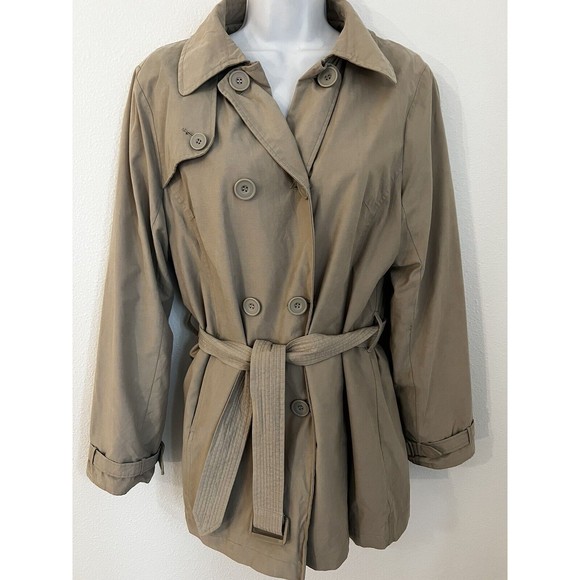 Target Dry Womens Jacket Size M Belted Beige Short Trench Medium Lined - Picture 2 of 12